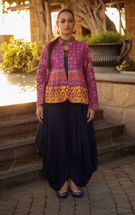 Purple And Green Women Dyed Coat Purple And Green Women Dyed Coat